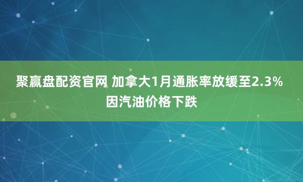 聚赢盘配资官网 加拿大1月通胀率放缓至2.3% 因汽油价格下跌